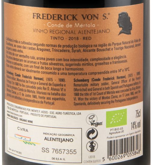 2018 Frederick Von S. Conde de Mértola biológico tinto