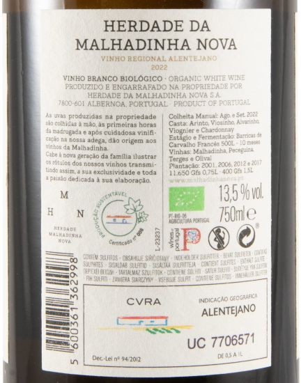 2022 Malhadinha organic white