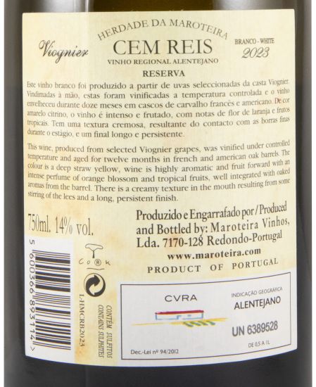 2023 Herdade da Maroteira Cem Reis Viognier Reserva branco