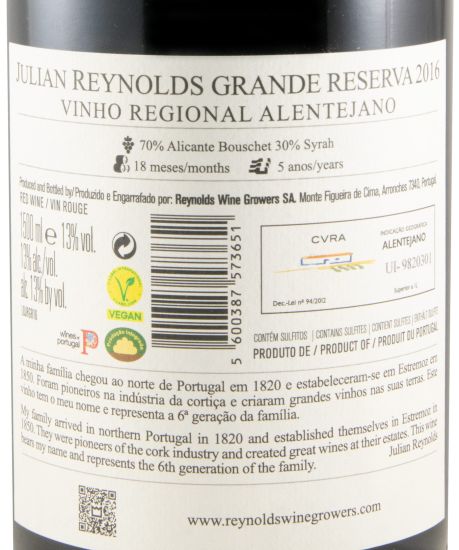 2016 Julian Reynolds Grande Reserva tinto 1,5L