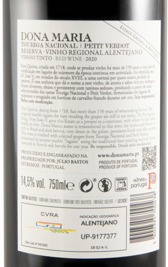 2020 Júlio Bastos Dona Maria Touriga Nacional & Petit Verdot Reserva red