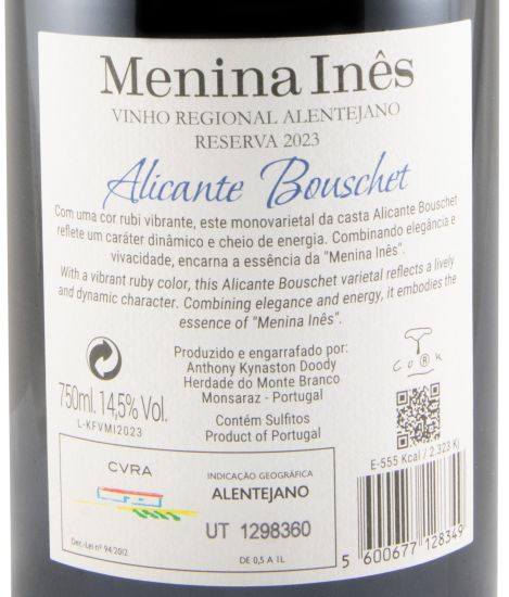 2023 Menina Inês Alicante Bouschet Reserva tinto