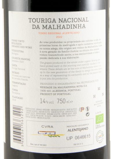 2022 Touriga Nacional da Malhadinha Vinha dos Eucaliptos biológico tinto
