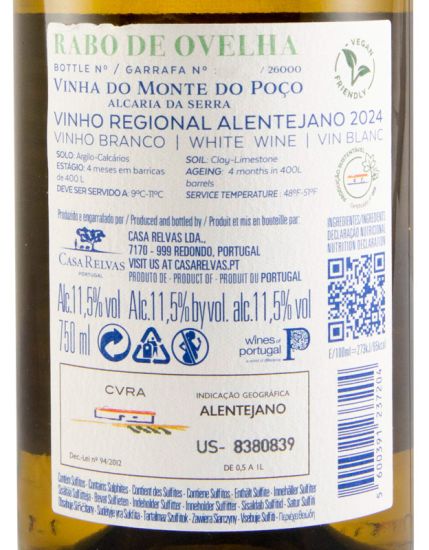 2024 Casa Relvas Vinha do Monte do Poço Rabo de Ovelha branco