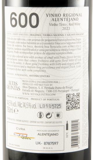 2023 Altas Quintas 600 tinto