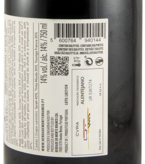 2022 Herdade do Monte Branco Reserva Limited Edition red