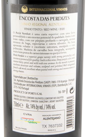2020 Encosta das Perdizes Petit Verdot Edição Limitada tinto