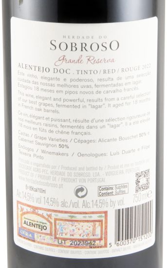 2022 Herdade do Sobroso Grande Reserva red