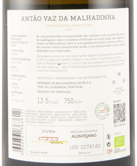 2024 Antão Vaz da Malhadinha Vinha da Peceguina organic white