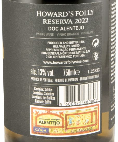 2022 Howard's Folly Reserva branco (rótulo danificado)