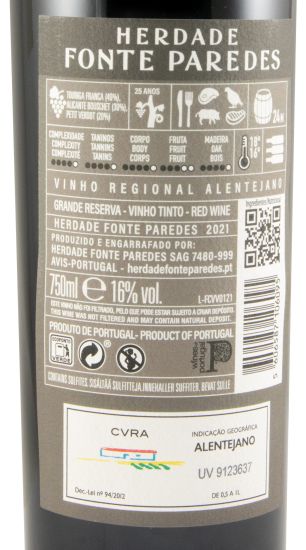 2021 Herdade Fonte Paredes Vinhas Velhas red