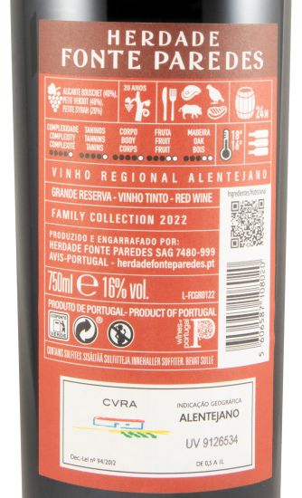 2022 Herdade Fonte Paredes Family Collection Grande Reserva tinto