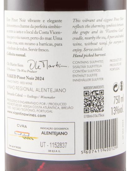 2024 Vicentino Naked Pinot Noir tinto