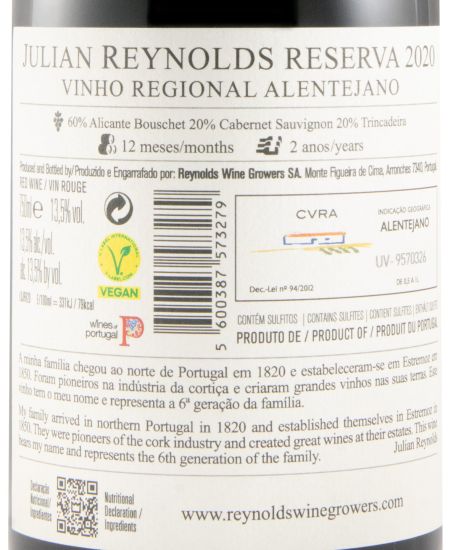 2020 Julian Reynolds Reserva red