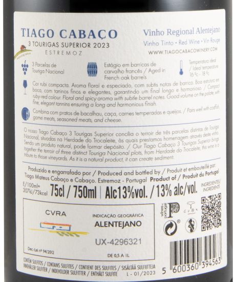 2023 Tiago Cabaço 3 Tourigas Superior tinto