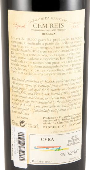 2005 Herdade da Maroteira Cem Reis Syrah Reserva tinto