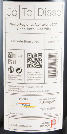 2020 Já Te Disse Alicante Bouschet Edição Especial tinto