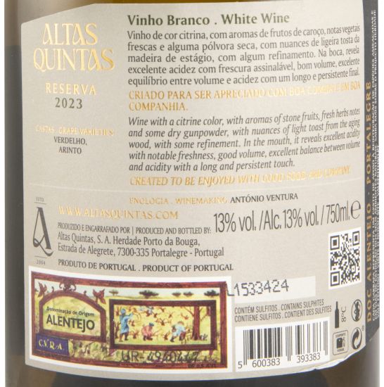 2023 Altas Quintas Reserva white