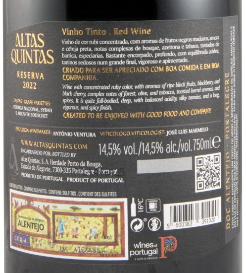 2022 Altas Quintas Reserva red
