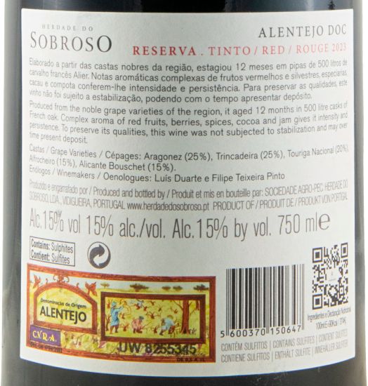 2023 Herdade do Sobroso Reserva tinto