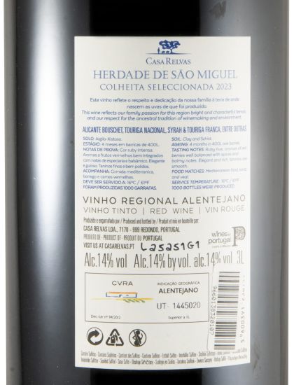 2023 Herdade de São Miguel Colheita Seleccionada tinto 3L