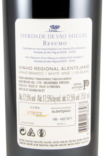 Herdade de São Miguel 2005-2024 Resumo de 20 Vindimas branco