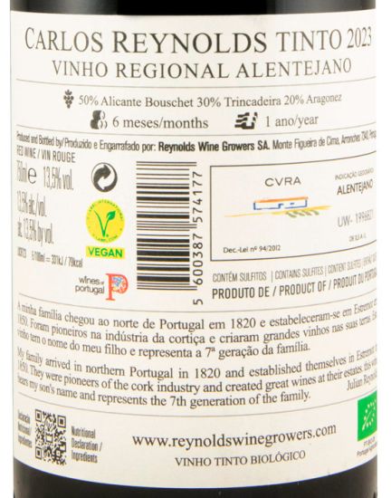 2023 Carlos Reynolds organic red