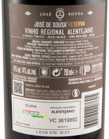 2023 José Maria da Fonseca José de Sousa Reserva red