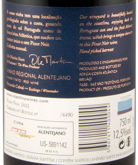 2022 Vicentino Pinot Noir red