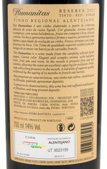 2021 Humanitas Syrah Reserva red