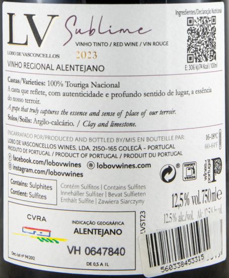 2023 Lobo de Vasconcellos LV Sublime tinto