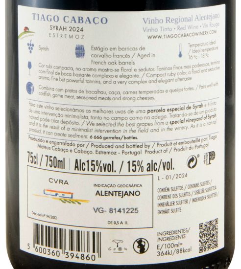 2024 Tiago Cabaço Syrah red