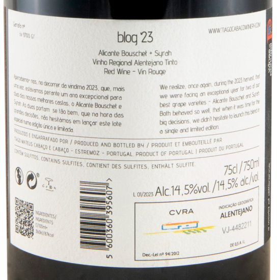 2023 Blog Bivarietal by Tiago Cabaço Alicante Bouchet & Syrah tinto
