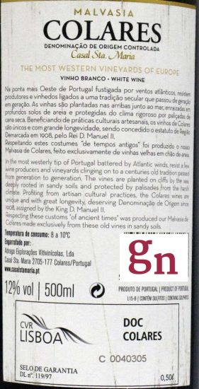 2011 Casal Sta. Maria Malvasia White - 50cl