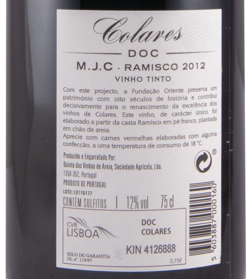 2012 Fundação Oriente Colares Ramisco tinto
