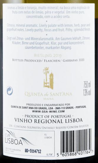 2016 Quinta de Sant'Ana Riesling branco