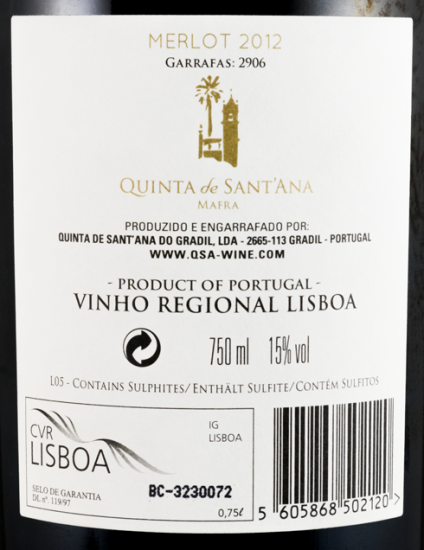 2012 Quinta de Sant'Ana Merlot red