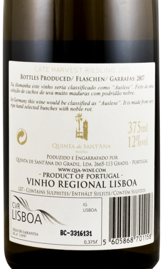 2015 Quinta de Sant'Ana Late Harvest white 37.5cl