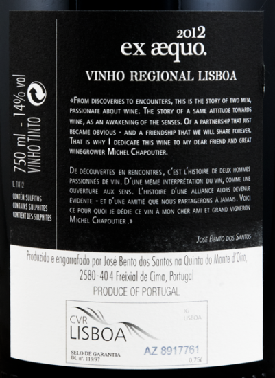 2012 Quinta do Monte d'Oiro Ex-Aequo red