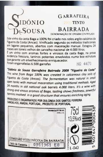 2009 Sidónio de Sousa Garrafeira tinto