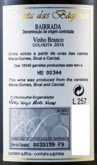 2015 Quinta das Bágeiras branco