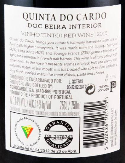 2015 Quinta do Cardo organic red