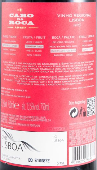 2015 Cabo da Roca Syrah Reserva red