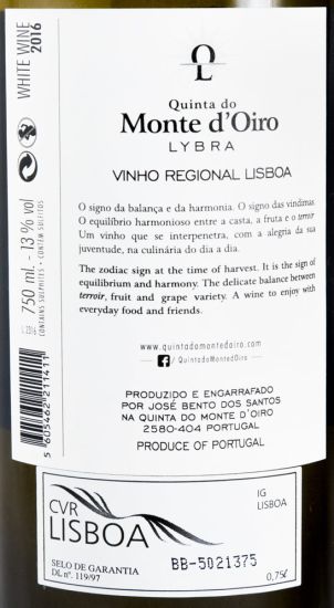 2016 Quinta do Monte d'Oiro Lybra branco