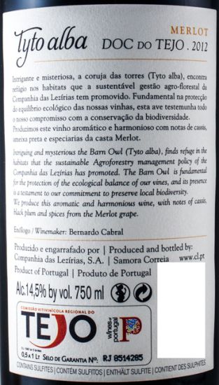 2012 Tyto Alba Merlot red