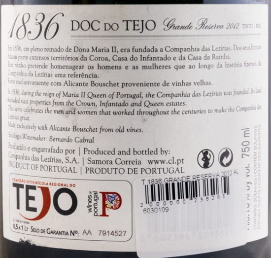2012 Companhia das Lezírias 1836 Grande Reserva Alicante Bouschet tinto