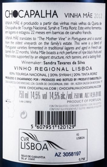 2012 Quinta de Chocapalha Vinha Mãe red