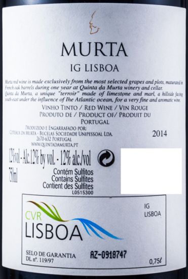 2014 Quinta Da Murta Bucelas red