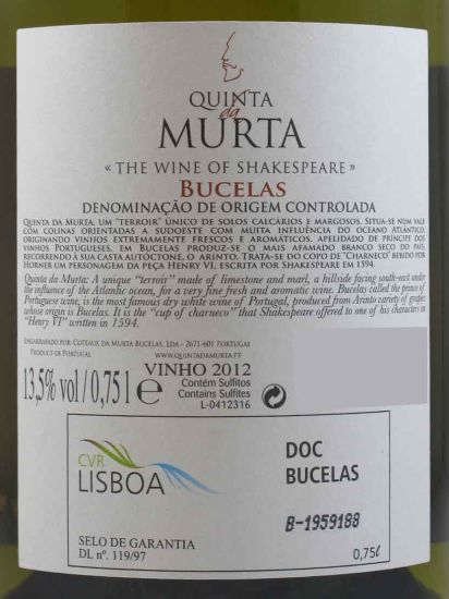 2012 Quinta Da Murta Clássico Bucelas white