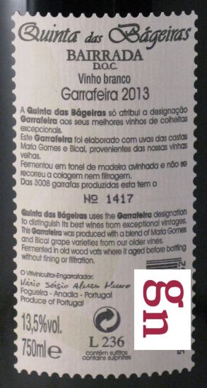 2014 Quinta das Bágeiras Garrafeira branco